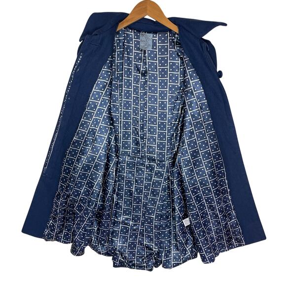 ANTHROPOLOGIE TULLE Women’s Blue Washable Wool Blend Overcoat Small - Picture 4 of 6